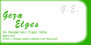 geza elges business card